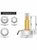 EP1201L 500K LONG SHAFT CUSTOM TAPER POTENTIOMETER, зображення 2